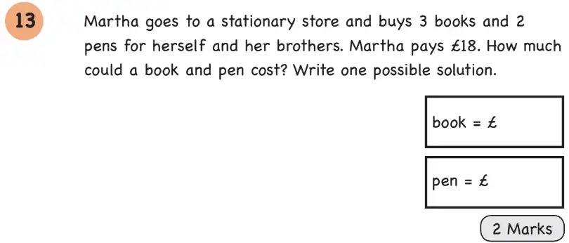 Question 13 - Year 5 - Algebra - Assessment 1