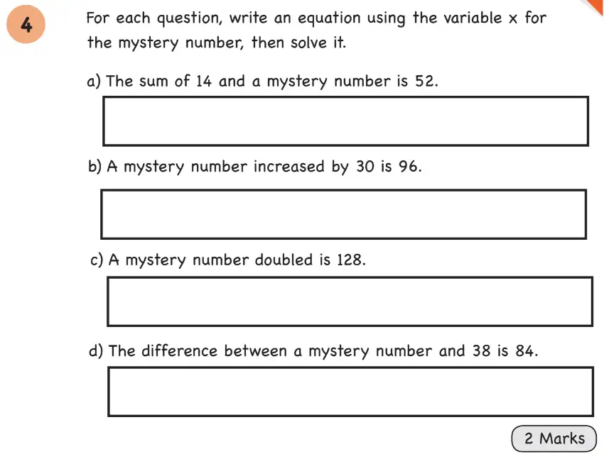 Question 04 - Year 5 - Algebra - Assessment 1